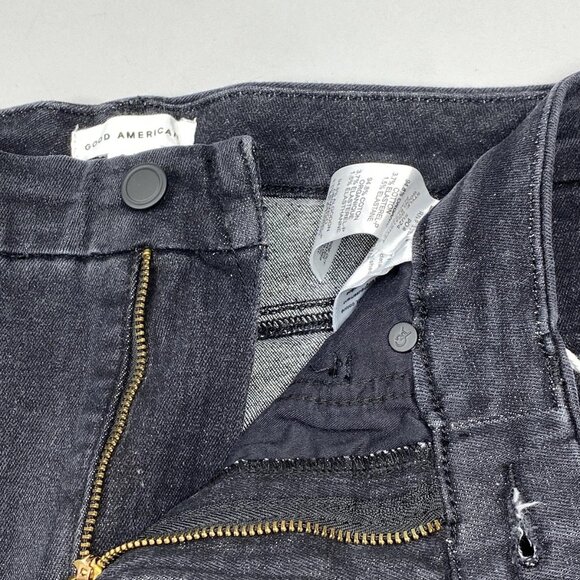 NEW GOOD AMERICAN Women's Good Legs Straight Jeans Black Size 8/29 Mid Rise - Picture 7 of 8